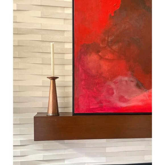 Hammered Copper Candle Holder Taper Rivet Top Velvet Base 12" High - Picture 6 of 11